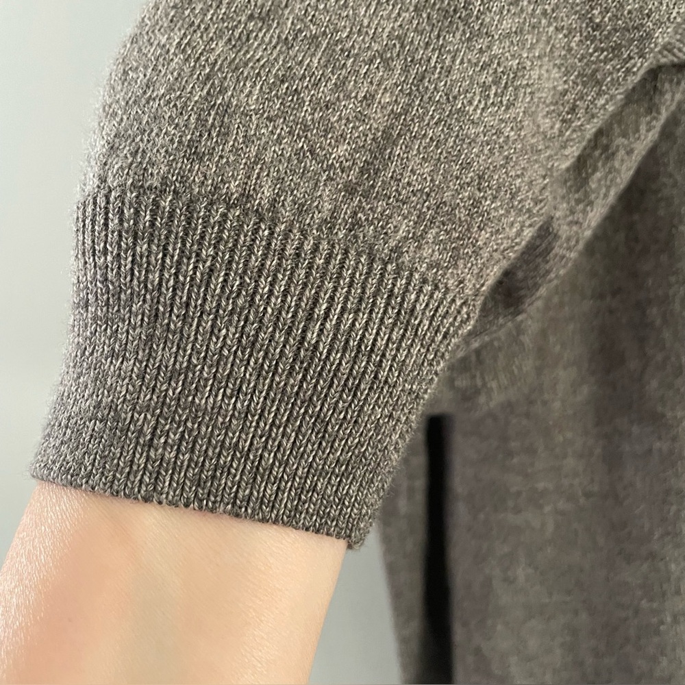 100% Extra Fine Merino Wool Knit Sweater V-Neck Gray Brown Turnbury, L - Picture 7 of 16